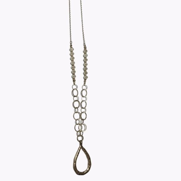 Elegant Gold Tone Beaded Chain Teardrop Pendant Statement Necklace Jewelry Women - Picture 1 of 7